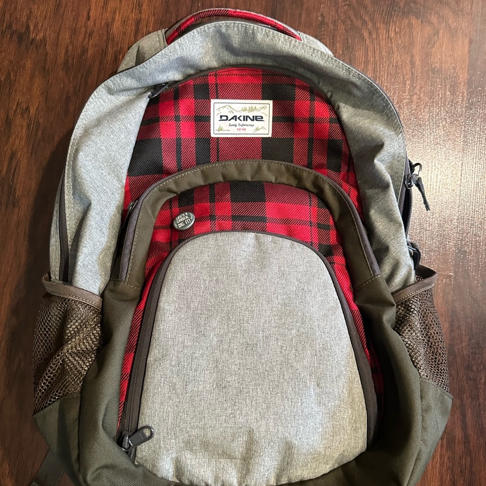 Dakine Red Plaid and Gray Men's Backpack